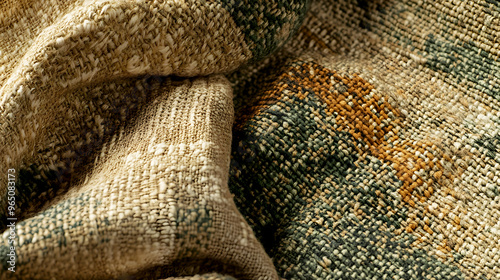 fabric design featuring rough, handwoven textures with earthy colors, giving a rustic and cozy aesthetic ideal for casual settings photo