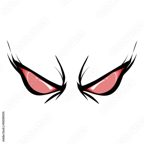 Cartoon angry expression eye design with transparent background. Perfect for stickers, tattoos, icons, stamps