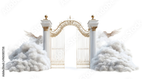 Pearly Gates with Clouds and Heaven Isolated on transparent Background, png file