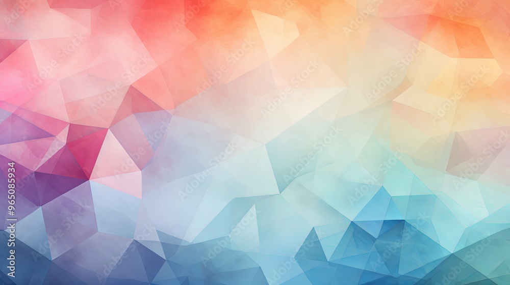 Abstract Background with Watercolor-like Triangles and a Gradient of Pink, Orange, Blue, and Purple Abstract Background with Watercolor-like Triangles and a Gradient of Pink, Orange, Blue, and Purple