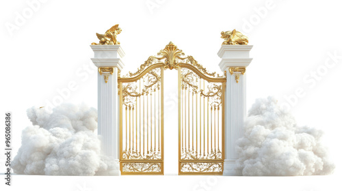 Pearly Gates with Clouds and Heaven Isolated on transparent Background, png file