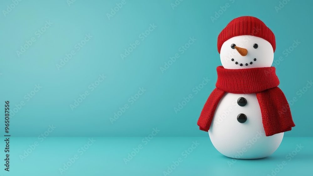 Snowman scarf, wrapped snugly around, 3D illustration