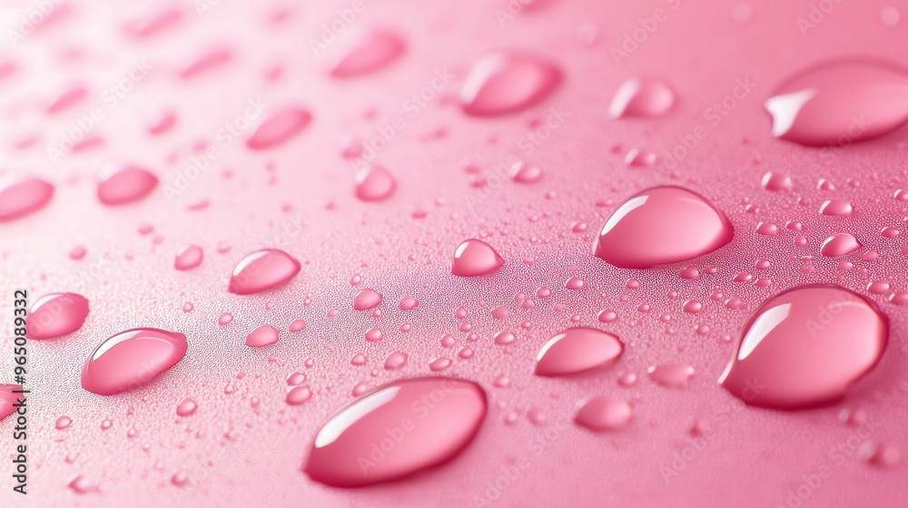 Water droplets on a pink surface. Water droplets on a pink surface.