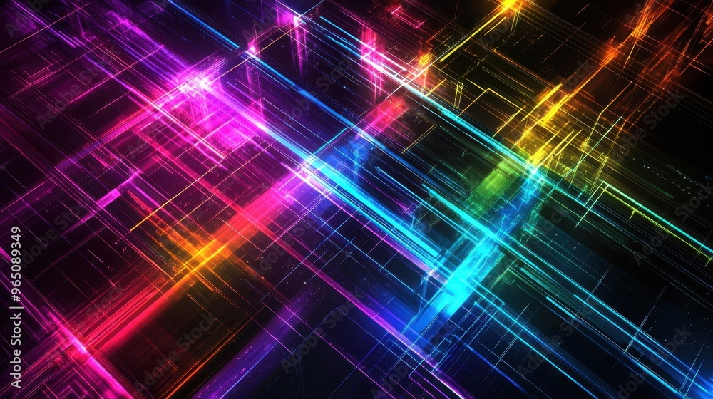 Neon Dreams - Futuristic Abstract Design with Glowing Geometric Lines in Vivid Colors Neon Dreams - Futuristic Abstract Design with Glowing Geometric Lines in Vivid Colors