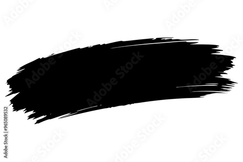 Black brushstroke on white background. Grunge badge brush, hand drawn black, brush effect design.