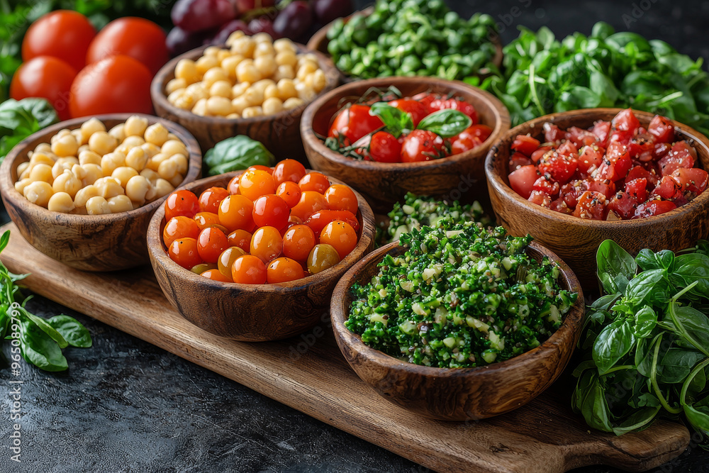Assortment of fresh ingredients for a healthy meal.