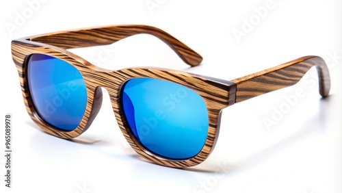 These exquisite wooden sunglasses feature a bold blue and brown zebra print, guaranteed to add a touch of photo