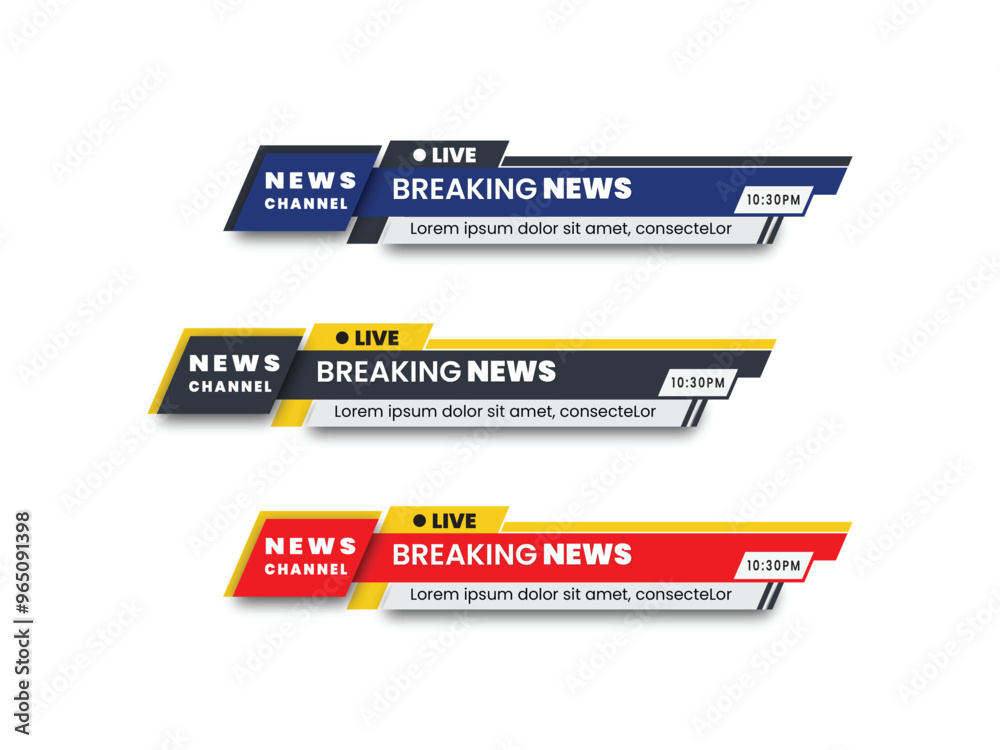 Ταπετσαρία Modern Set Of Bundles Breaking News geometric lower third banner template design