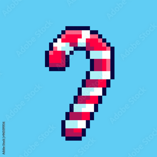 Pixel art candy cane game asset design
