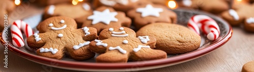 Delicious gingerbread cookies on a festive plate, perfect for holiday celebrations and cozy gatherings.