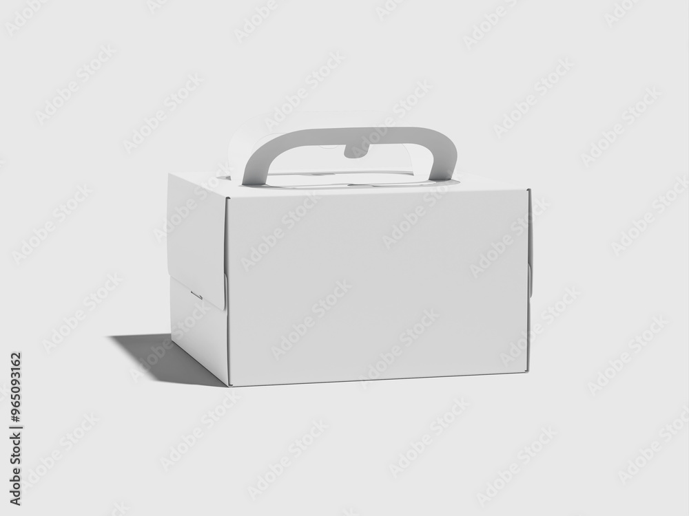 White Blank Takeaway Pastry Cake Box Mockup 3D Isolated White Blank Takeaway Pastry Cake Box Mockup 3D Isolated