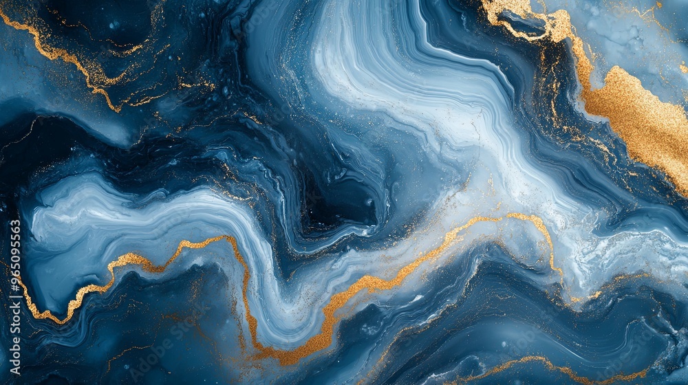 Abstract Blue and Gold Swirling Liquid Art Abstract Blue and Gold Swirling Liquid Art