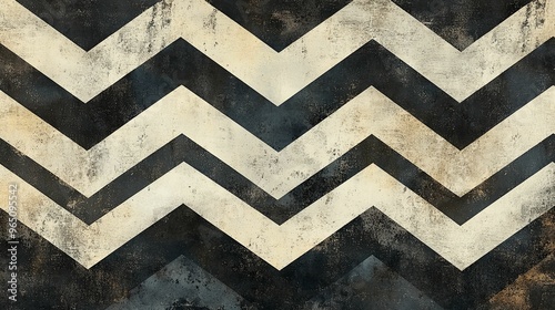 Abstract Chevron Pattern with Distressed Texture