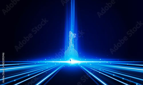 Abstract Door open Light of technology background Hitech communication concept innovation background vector design. 