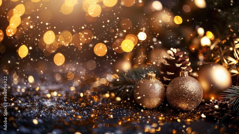 Festive and enchanting background with golden New Year's Eve light decorations. Magical atmosphere for holiday-themed designs and visuals. Celebration and party concept. Festive and enchanting background with golden New Year's Eve light decorations. Magical atmosphere for holiday-themed designs and visuals. Celebration and party concept.
