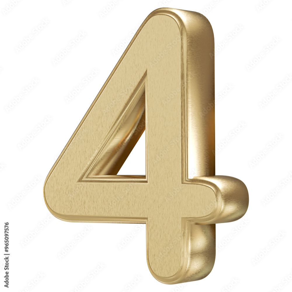 Fototapeta premium Gold 3D Number 4