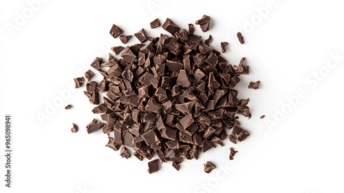 Wallpaper Mural Chopped dark chocolate pieces on a white background, ideal for baking desserts and creating rich confections Torontodigital.ca