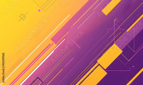 Abstract geometric background with vibrant yellow and purple colors.