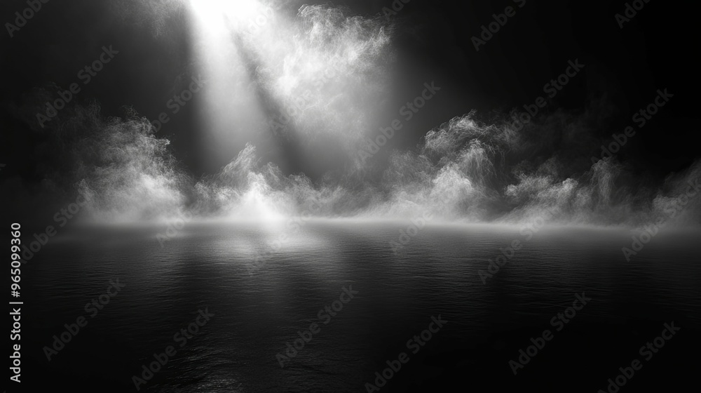 Dramatic Lighting with Fog on a Black Surface Dramatic Lighting with Fog on a Black Surface