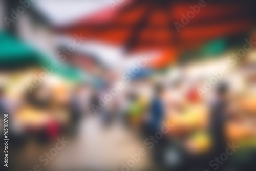 Wallpaper Mural Blur image of night market festivals, Abstract Background and bokeh light Torontodigital.ca