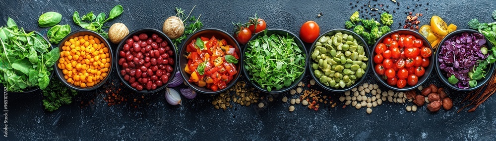 Virtual classroom setup with an e-learning presentation on vegetarian nutrition, including colorful plant-based meal examples and detailed nutritional breakdowns