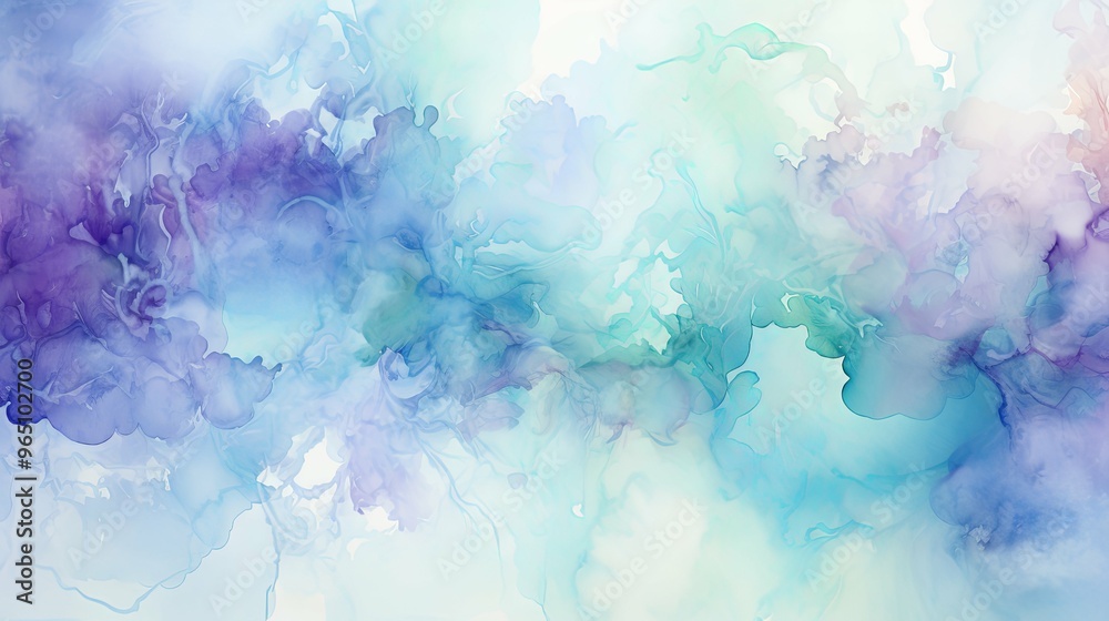 Abstract Watercolor Painting with Blue, Purple, and Green Hues Abstract Watercolor Painting with Blue, Purple, and Green Hues