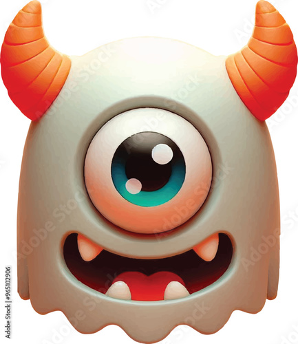 Simple Clipart 3d halloween colorfull cyclope illustration good for icon design photo