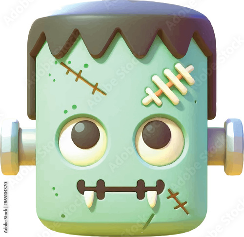Simple Clipart 3d halloween colorfull frankenstein illustration good for icon design