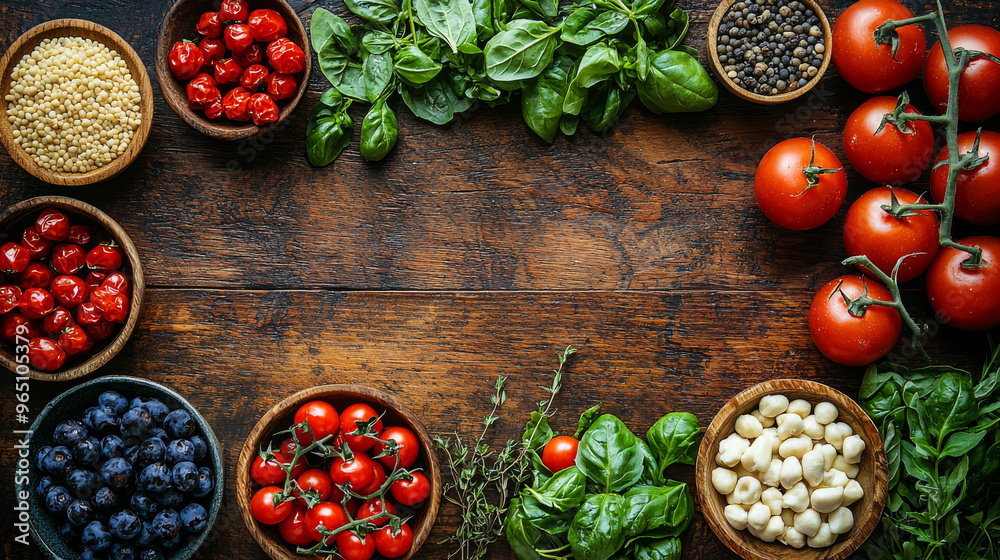 Fresh ingredients ready for a delicious meal. Fresh ingredients ready for a delicious meal.