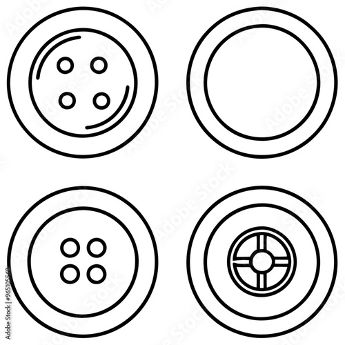 buttons outline coloring book page line art illustration digital drawing