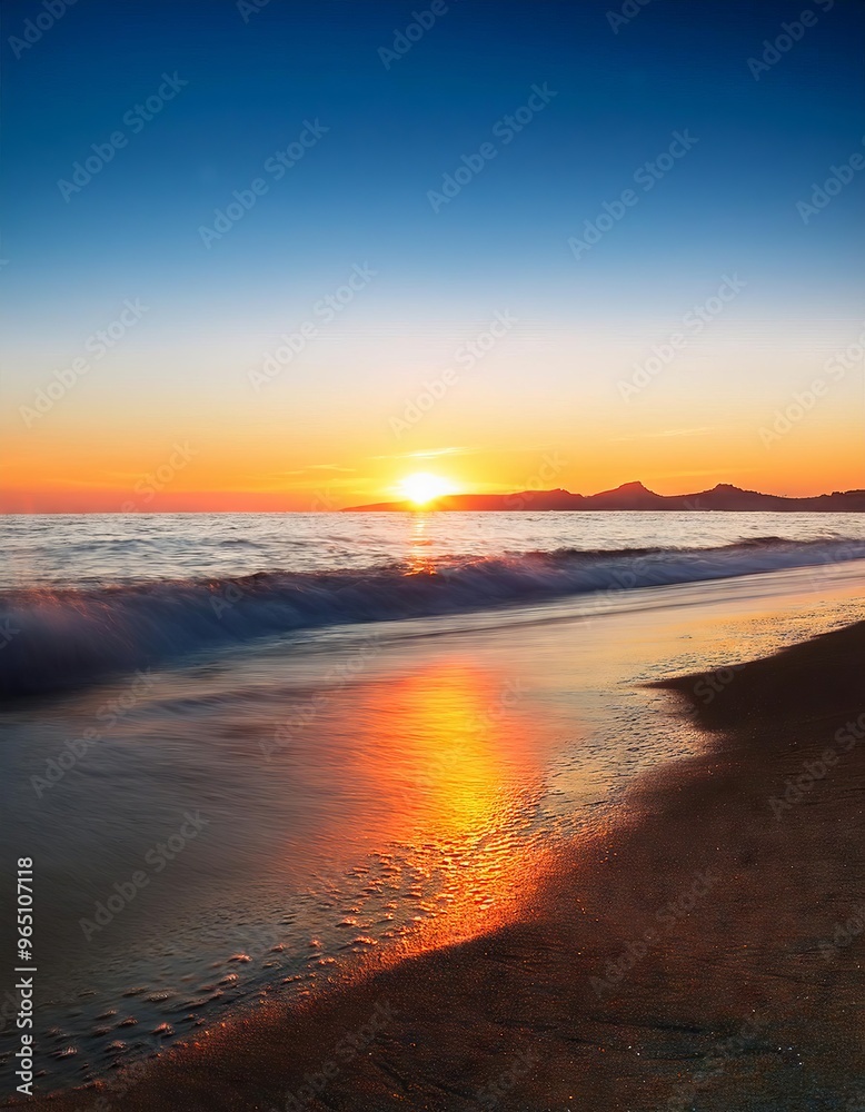 Obraz premium Beautiful sunset over the sea. Colorful summer seascape.