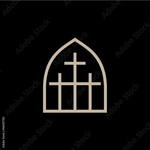 niche three christ cross window logo vector icon illustration