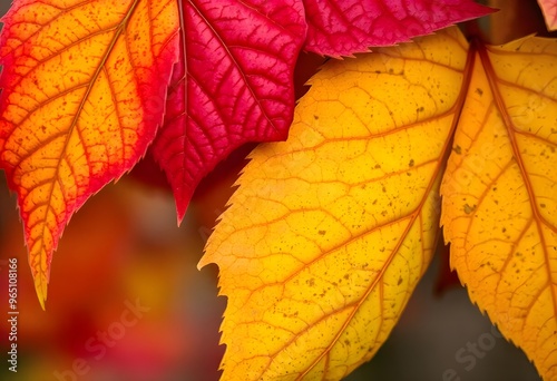 Autumn leaves in vibrant shades of red, orange, and yellow.