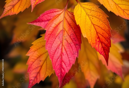 Autumn leaves in vibrant shades of red, orange, and yellow.