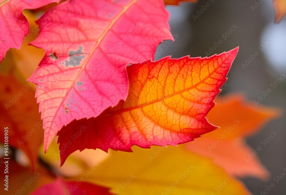Fototapeta premium Autumn leaves in vibrant shades of red, orange, and yellow.