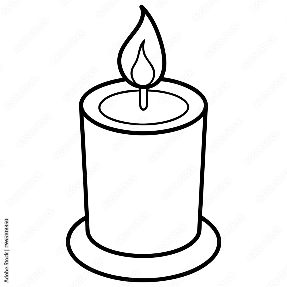 candle outline coloring book page line art illustration digital drawing
