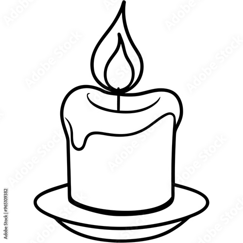 candle outline coloring book page line art illustration digital drawing 