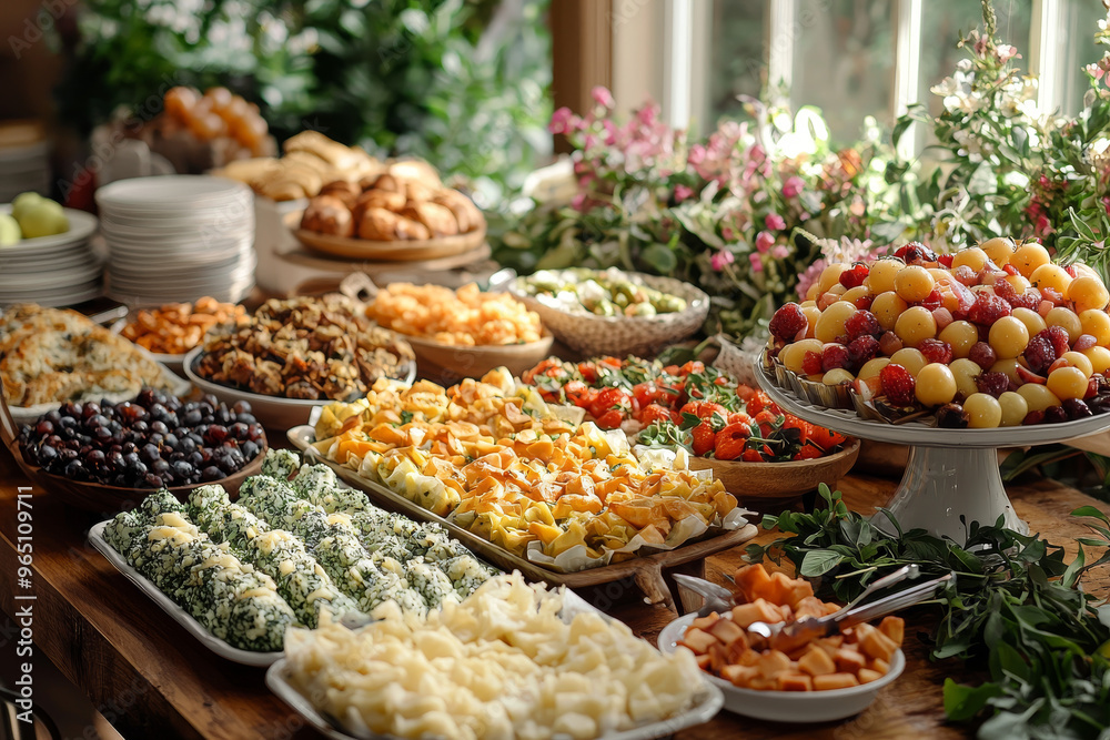 A delicious spread of appetizers on a table, perfect for a party or gathering. A delicious spread of appetizers on a table, perfect for a party or gathering.