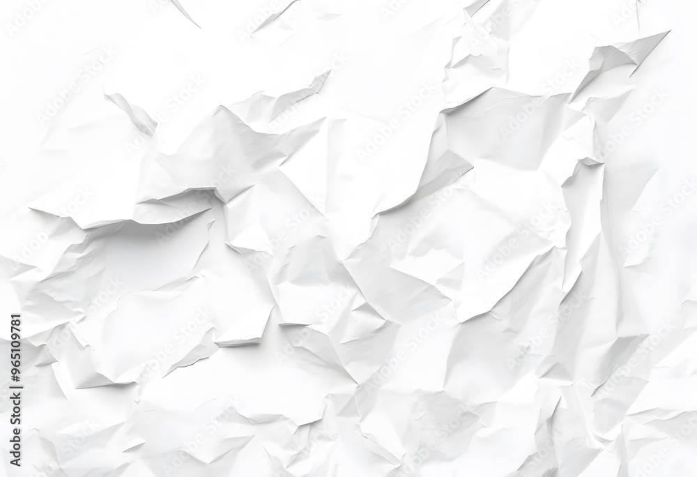 Crumpled white paper with deep creases and folds. Crumpled white paper with deep creases and folds.