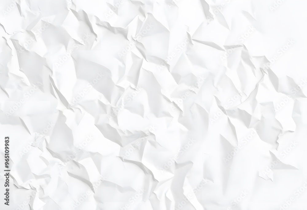 Crumpled white paper with deep creases and folds. Crumpled white paper with deep creases and folds.