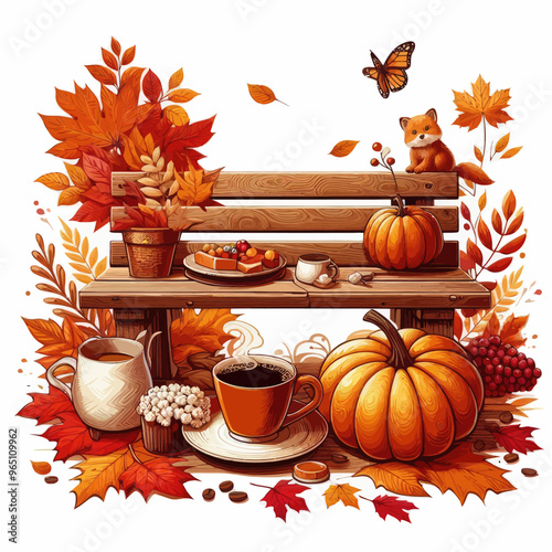 Attractive vector image showing the beautiful autumn season