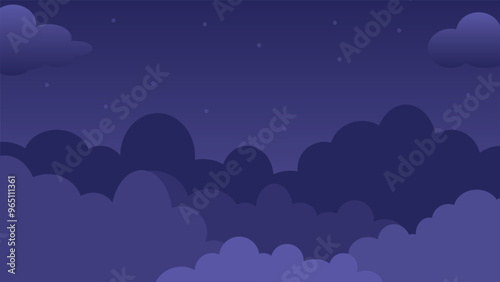 night sky with stars and clouds illustration background design