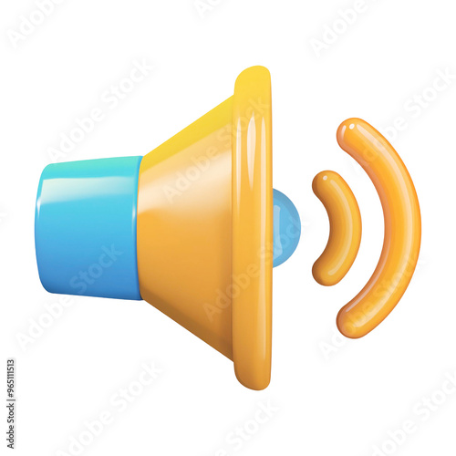 audio speaker volume icon 3d element on transparent background
