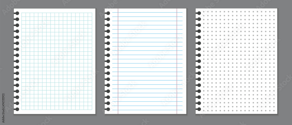 lined paper notebook template, line graph note book, letter size notebook, dot graph notebook pages vector illustration. lined paper notebook template, line graph note book, letter size notebook, dot graph notebook pages vector illustration.
