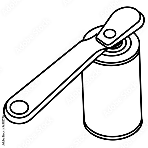 can opener outline coloring book page line art illustration digital drawing