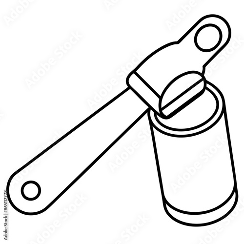 can opener outline coloring book page line art illustration digital drawing