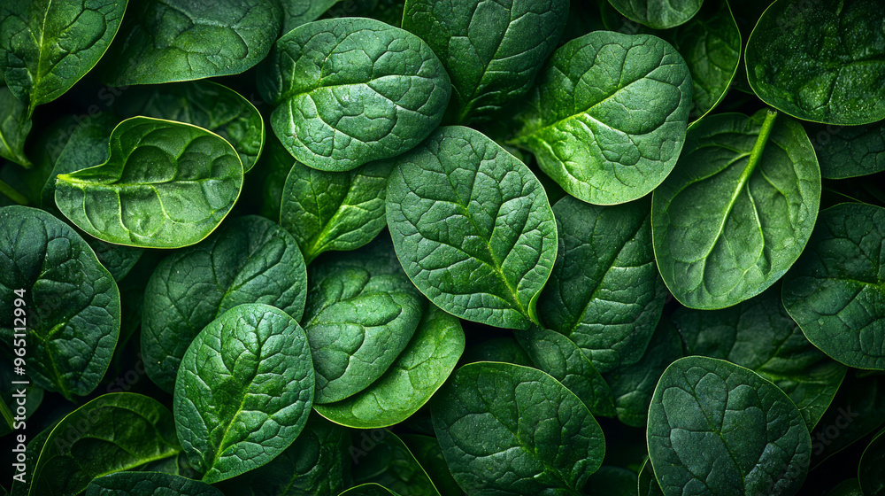 Vibrant green spinach leaves create a lush, natural texture. Vibrant green spinach leaves create a lush, natural texture.