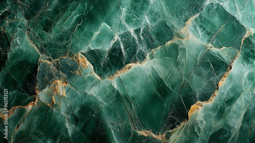 Green and Gold Marble Stone Texture with Veins and Cracks