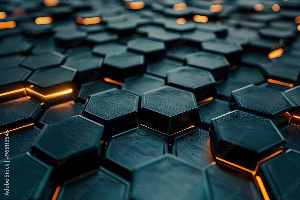 Hexagonal abstract metal background with light Hexagonal abstract metal background with light