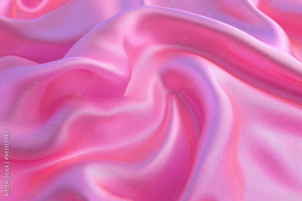 Pink Satin Elegance. Abstract Waves of Luxurious Silk Fabric in Romantic Pastel Tones
